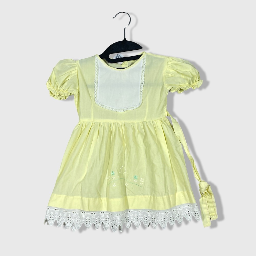 Bette's Girls by Ilco Dress‎ Kids 3T Yellow Vintage Eyelet Lace Cottagecore